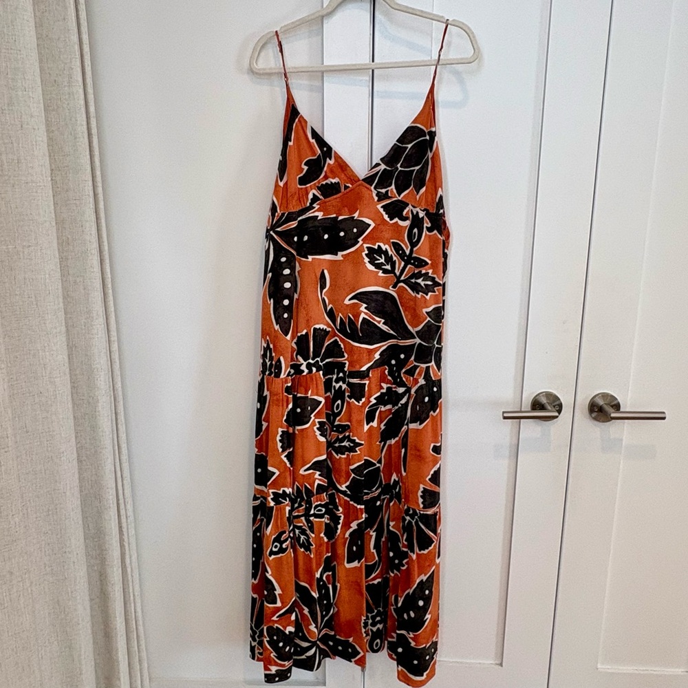 H&M Orange & Black Spaghetti Strap Long Dress - M - Picture 2 of 16